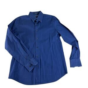 Express Men’s- Medium- navy blue solid button down long sleeve cotton